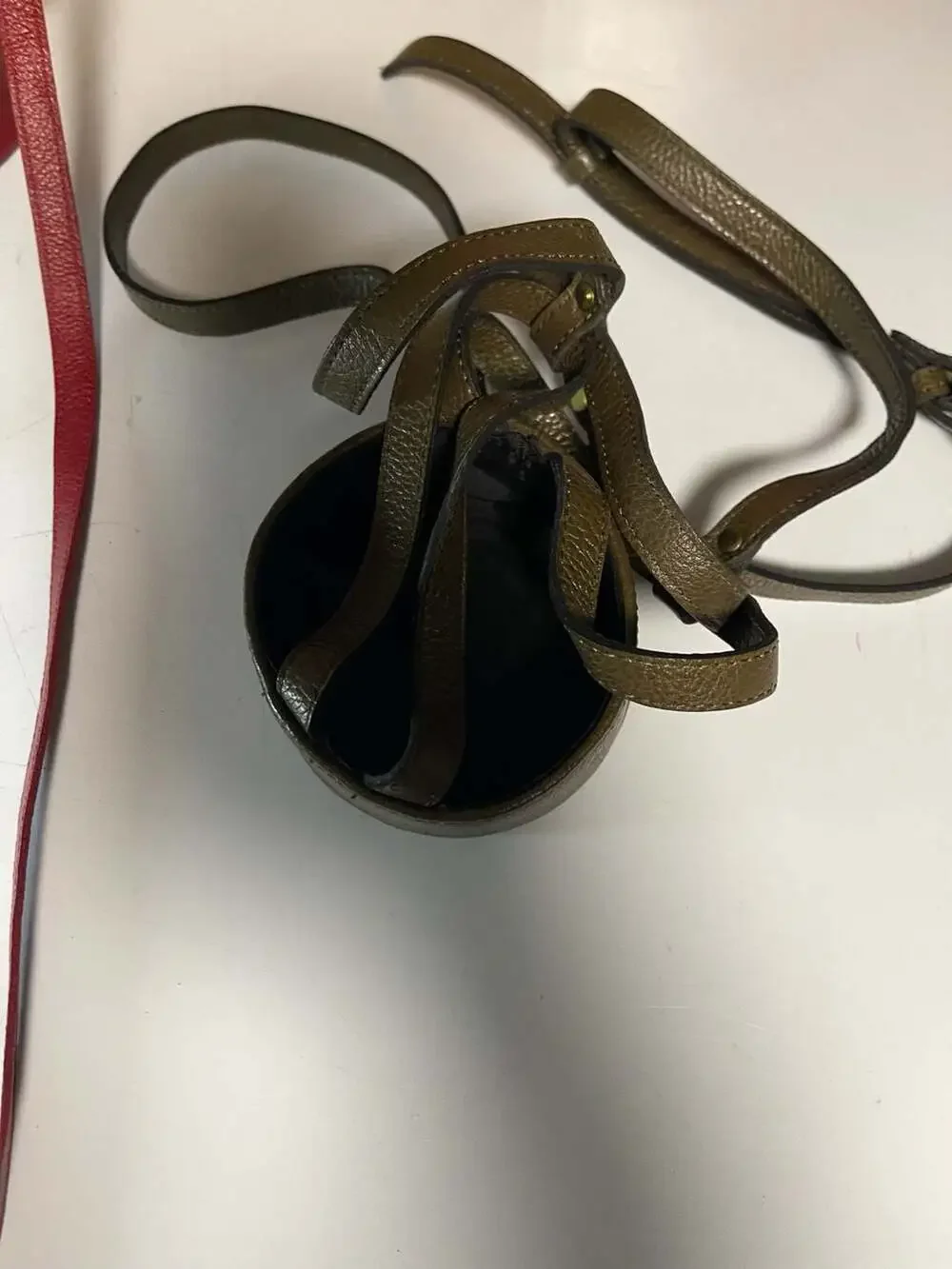 J.P. Ourse & Cie. Vintage Genuine Leather Single Wine Bottle Carrier Tote